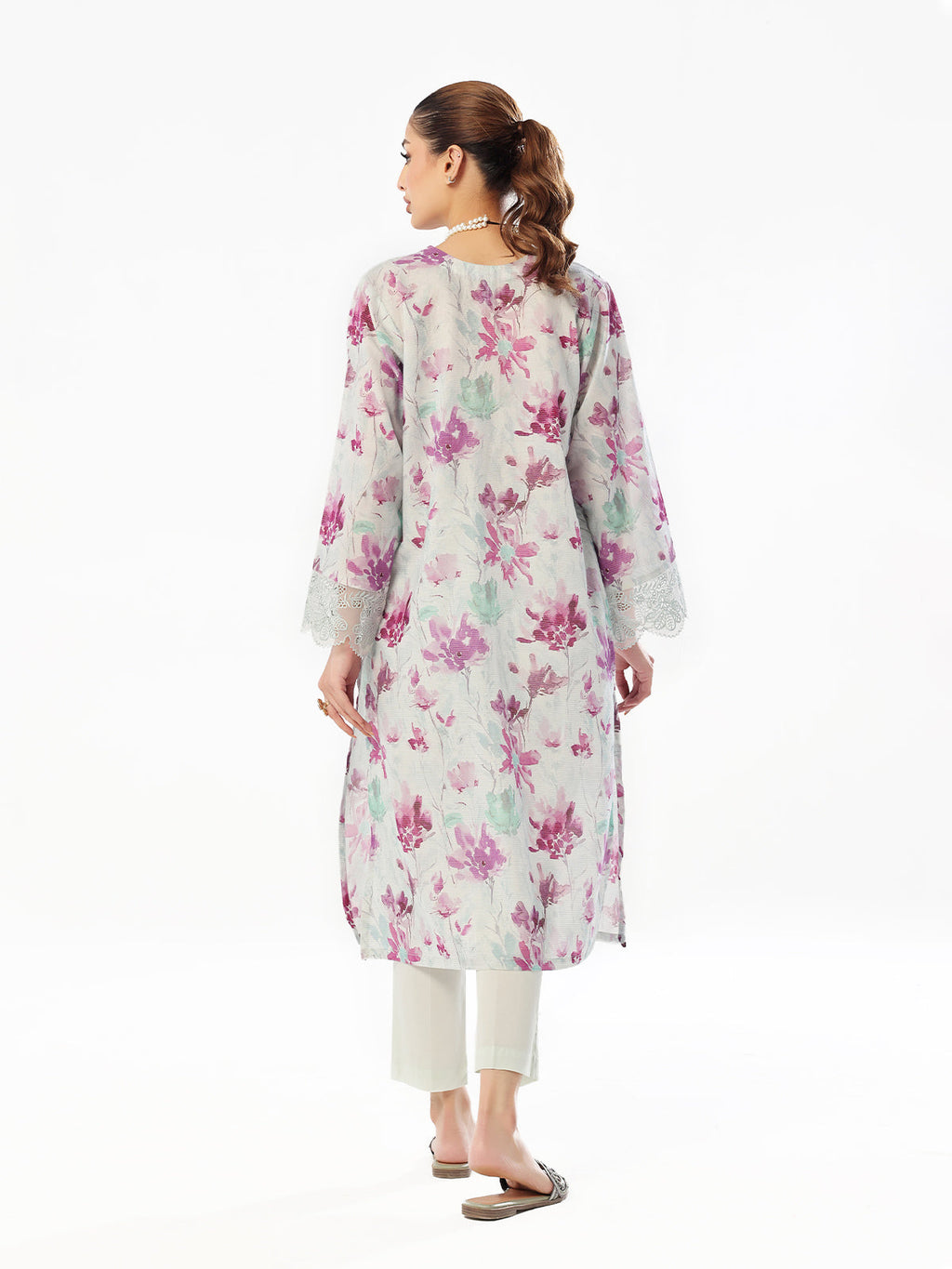 1Pc Embroidered Pret Kurti Masoori Lawn Purple - OWEKT-2412045